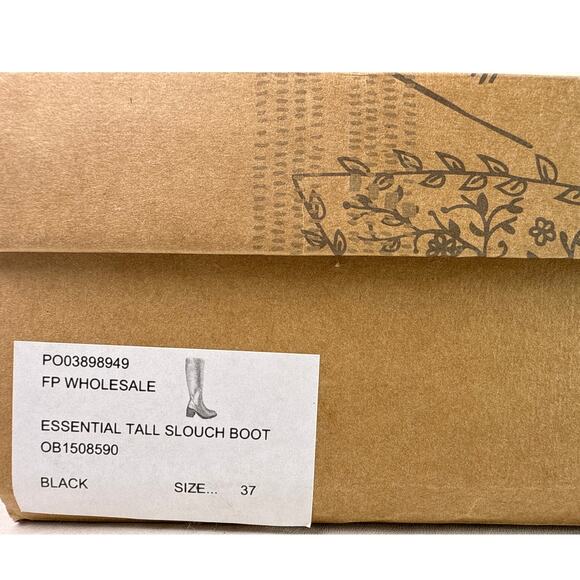 Free People Essential Tall Slouch Boot Women's Size EU37 Black Leather Round Toe - Picture 12 of 13